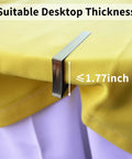 Rustproof Stainless Steel Tablecloth Clips 12 Pack For Outdoor Picnics And Parties on a yellow tablecloth, fits under 1.77 inches