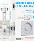 Boss Square Pocket Door Lock With Edge Pull And Flush Pull Sturdy Privacy Bifold And Cavity Sliding Door Hardware With Latch Zinc Alloy Fingermark Proof Finish In Satin Chrome Replacement Door Lock Kit For Hidden Pocket Doors showing double hook design and dimensions.