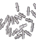 Heavy Duty Shelf Pins 120 Pack Nickel Plated Furniture Shelf Supports 5 Millimeter X 16 Millimeter close-up on steel shelf pins.