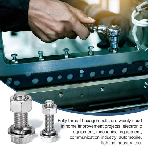 Hand using ratchet wrench on metal frame with fully threaded built tough M3 X 6mm 304 Stainless Steel Hex Head Screws Plus Bolts Assortment Kit.