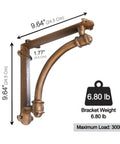 Heavy Duty Copper Cast Iron Shelf Brackets Two Pack 9.6 By 1.7 By 9.6 Inches Half Round Decorative Mounting Brackets For Strong Shelves