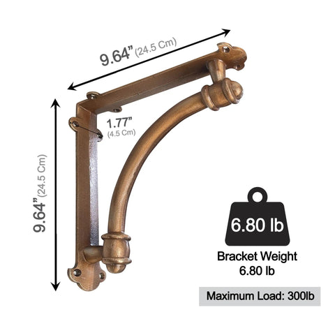 Heavy Duty Copper Cast Iron Shelf Brackets Two Pack 9.6 By 1.7 By 9.6 Inches Half Round Decorative Mounting Brackets For Strong Shelves