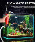 Manual Liquid Transfer Pump Siphon Kit in use for fish tank water transfer showing easy hose connection and flow rate testing.