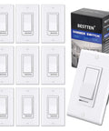 10 Pack Dimmer Switches for Single Pole or 3 Way No Flicker Dimming with box and wallplate, white