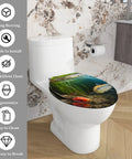 Elongated Resin Toilet Seat for Bathroom featuring a vibrant fish design, suitable for most toilets, easy to clean.