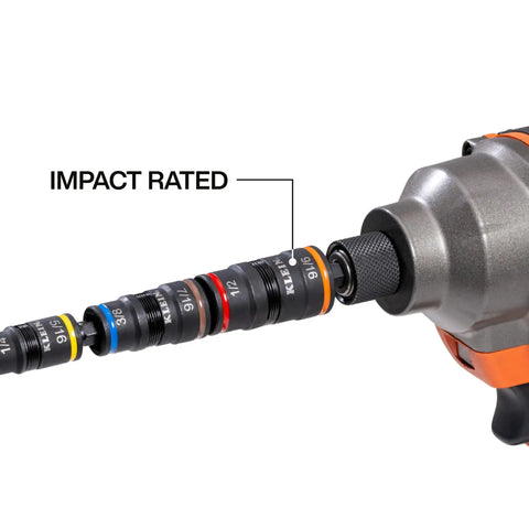 SAE And Metric Flip Socket Set With Six Flip Sockets, Twelve Hex Driver Sizes, Quarter Inch Bit Holder, And Two Impact Rated Five Inch Shafts