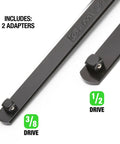 Pro Grade Serpentine Belt Tool Set With 3/8 Drive Handle, showing 1/2 and 3/8 square drive adapters for belt maintenance
