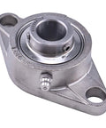 Front view of Three Quarter Inch Stainless Steel Two Bolt Flange Bearing For Shaft MUNCFL204-12 SSUCFL204-12 YCJT PT Replacement Part.
