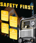 Dual Voltage Plasma Cutter 55 Amp High Frequency No Touch Pilot Arc With Digital Display And IGBT Inverter shown with safety features
