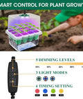 Self Watering Seed Starter Tray With Grow Light 60-Cell 5-Pack Reusable Seedling Trays Silicone Humidity Dome For Indoor Gardening