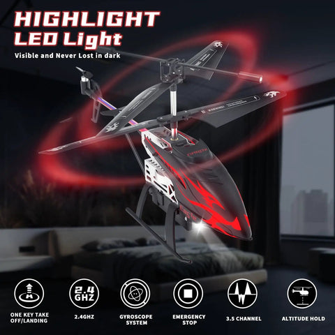 Kid Friendly RC Helicopter With 30 Minute Flight Time And LED Light Effects, Altitude Hold, One Key Takeoff And Landing, Indoor Drone