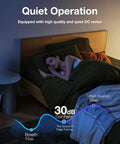 Woman sleeping peacefully under a 52 Inch Flush Mount Ceiling Fan With Lights And Remote Control, Brushed Nickel Finish, Whisper Quiet DC Motor