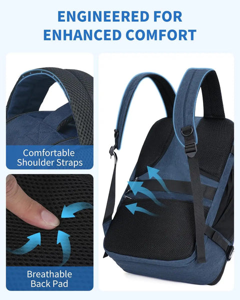 Underseat Travel Backpack Fits Spirit And Frontier Personal Item 18x13.5x8 Inches With Wet Pocket 17 Inch Laptop Compartment Navy