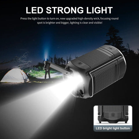Camping Lantern With 5000mAh Solar Hand Crank Telescopic LED Flashlight And USB Charger For Power Outages emitting strong light