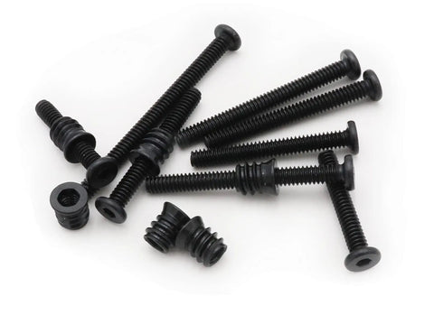 Heavy Duty Threaded Insert Nuts And Barrel Bolt Assortment Kit For Wooden Furniture And Crib Assembly includes black carbon steel bolts.