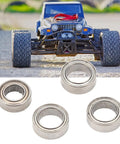Premium Steel RC Ball Bearings Deliver Slick Low Friction Rolling And Gnarly Track Performance For Tough 1/16 Scale Remote Control Rigs Compatible With Scy Repair Kits, shown with an RC car.
