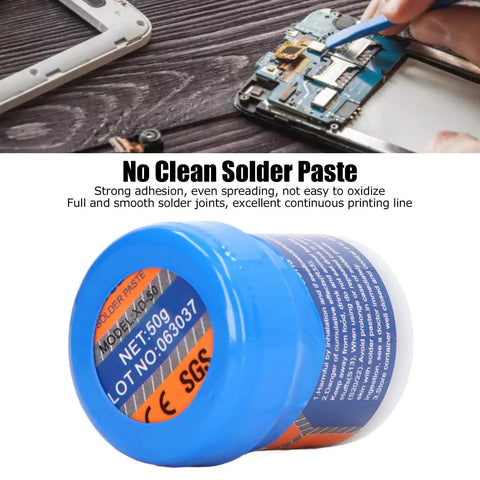 No Clean Solder Paste Sn63 Leaded Flux For SMT Patch And Electronic Repair Dope 50g Jar with phone repair demonstration