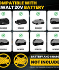 Image showing compatible Dewalt 20V batteries for Heavy Duty 800W Brushless Rivet Gun With Killer 2000 Ft Lbs Torque.