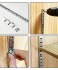 Heavy Duty 17 Inch Pilaster Shelf Brackets Set Of 8 Adjustable Mortise Wall Rails Featuring Rust Proof Galvanized Carbon Steel for installation process.