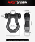Diagram showing dimensions of Beefy Heavy Duty D Ring Shackles Two Pack With Seven Eighths Inch Pin Forty Five Thousand Pound Break Strength.