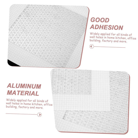 Image showing 12 Piece Self Adhesive Wall Patch Kit With Sturdy Mesh Drywall Patches For Quick Hole Repair In Home And Office Use Easy To Apply No Mess Patch That Leaves A Smooth Flat Finish Great For Walls Ceilings And Apartments highlighting good adhesion and aluminum material.