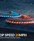 High Speed RC Boat With LED Hull Lights For Adults Up To 20 MPH Remote Control Boat 2.4GHz racing on water with LED lights