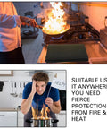 Chef and man using 4 Pack 36 By 36 Inch Welding Blanket Heavy Duty Flame Retardant Carbon Felt Pad 3.5mm Thick Fireproof Mat