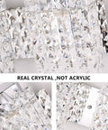 Crystal Drop Wall Sconce In Polished Chrome Finish Three Light Vanity Lighting with real crystal detail and mirror reflection