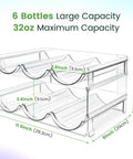 Heavy Duty Water Bottle Organizer For Cabinet Stackable Pantry Storage Rack Clear Shatter Proof Holder No Sweat Organization Big Time Space Saver Used For Kitchen Counter And Fridge Two Pack with dimensions.