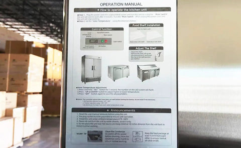 Operation manual for Professional Grade Commercial Stainless Steel Reach In Freezer With Three Roomy Solid Doors.
