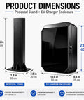 Badass Outdoor EV Charger Enclosure With Sturdy Pedestal Stand And Hella Secure Combination Lock For Garage Or Driveway Weatherproof Electric Vehicle Box dimensions with measurements