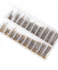 Watch Bracelet Repair Kit With Rivet Screws Spring Bars Ceramic Link Pins Assortment Set in a transparent case