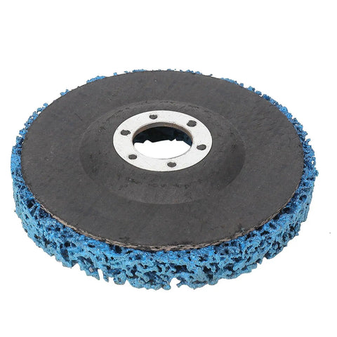 Five Piece Poly Strip Abrasive Disc Set For Angle Grinder Rust And Paint Removal, Blue Nylon Cleaning Wheel, 22mm Arbor