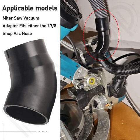 Miter Saw Vacuum Adapter 1 7/8 Inch For Dust Collection On Chop Saws And Shop Vac Attachments Elbow Connector For Construction Saws