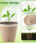 Ultimate Seed Starter Kit With 36 Plant Pots And Humidity Domes, showing eco friendly recycled pulp, humidity domes, and drain holes