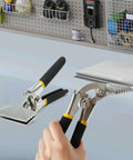 Pro Grade Sheet Metal Bending Tool Set Two Pack Heavy Duty Hand Seamers With Straight And Curved Jaws shown in use
