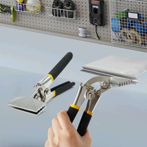 Hand Seamer For Sheet Metal With Straight And Curved Jaw, Pro Grade Manual Bender Tool, ergonomic handles, nickel plated finish