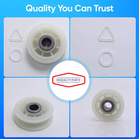 279640 Dryer Idler Pulley Replacement Part that fits Whirlpool and Kenmore dryers shown with accessories.