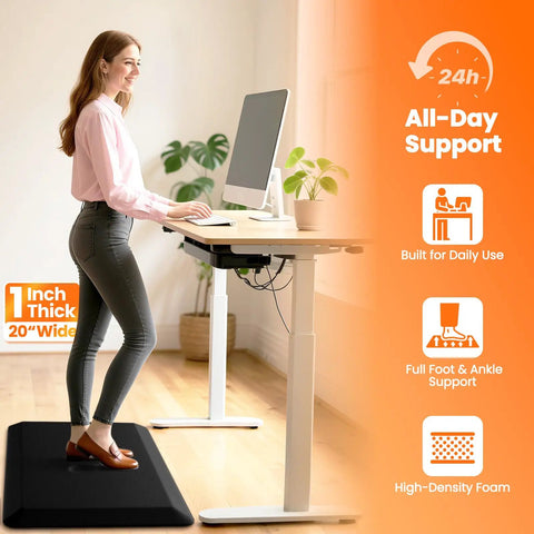 One Inch Thick Kitchen Mat For Floor And Standing Desk Non Slip Waterproof Anti Fatigue Rug For Kitchen Sink And Office Ultra Comfortable 20x32 Black Mat