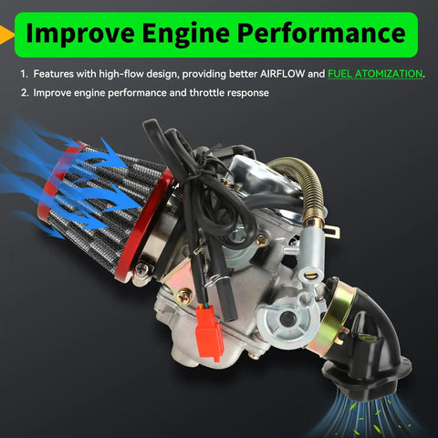 GY6 150cc Carburetor Kit Drop In Replacement For 4 Stroke Engines improving airflow and performance with air filter and intake