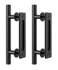 Heavy Duty Pull And Flush Door Handle Set In Matte Black For Sliding Barn Doors Fits Doors Up To Two And Three Eighths Inches