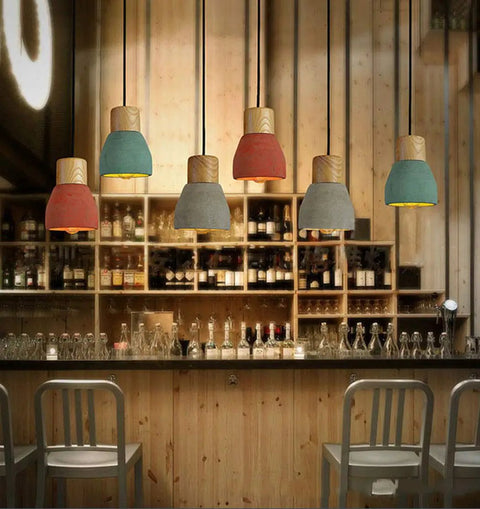 Cool Concrete Pendant Light For Dining Room And Kitchen Bar Nordic Industrial Hanging Light Fixture in gray above bar