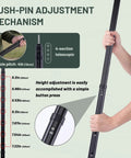 Diagram showing Heavy Duty Adjustable Tarp Poles, 9.2ft Aviation Aluminum Telescoping Tent Poles with push-pin adjustment mechanism.