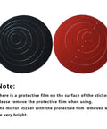 24Pcs Acrylic Circle Mirror Wall Stickers Set For DIY Home Decor, Dope Black And Red Reflective Decals shown with protective film