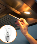 Hand installing Microwave Light Bulb Replacement 125V 40W E17 Base for Whirlpool GE Kenmore LG Maytag Amana Over the Range Hood