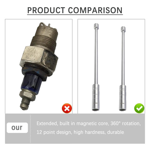Thin Wall Extend Spark Plug Socket Set 14mm 16mm 12 Point Three Eighths Inch Drive Magnetic 360 Degree Rotation