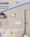 Decorator Light Switch Or Receptacle Wall Plate With Gloss Finish, 4-Gang, 4.50 x 8.19 Inches, White, on wall in living room
