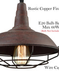 Industrial Plug In Pendant Light Barn Style Hanging Lamp With Wire Cage Rustic Copper Finish ETL Listed Swag Light Fixture