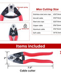 Wire cutter included in Upgraded Hydraulic Cable Railing Crimping Tool For One Eighth Inch Stainless Steel Wire Rope Kit CT01