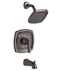 Edgemere Bath and Shower Trim Kit No Brainer With 1.8 GPM Flow, Legacy Bronze Finish, featuring showerhead and faucet